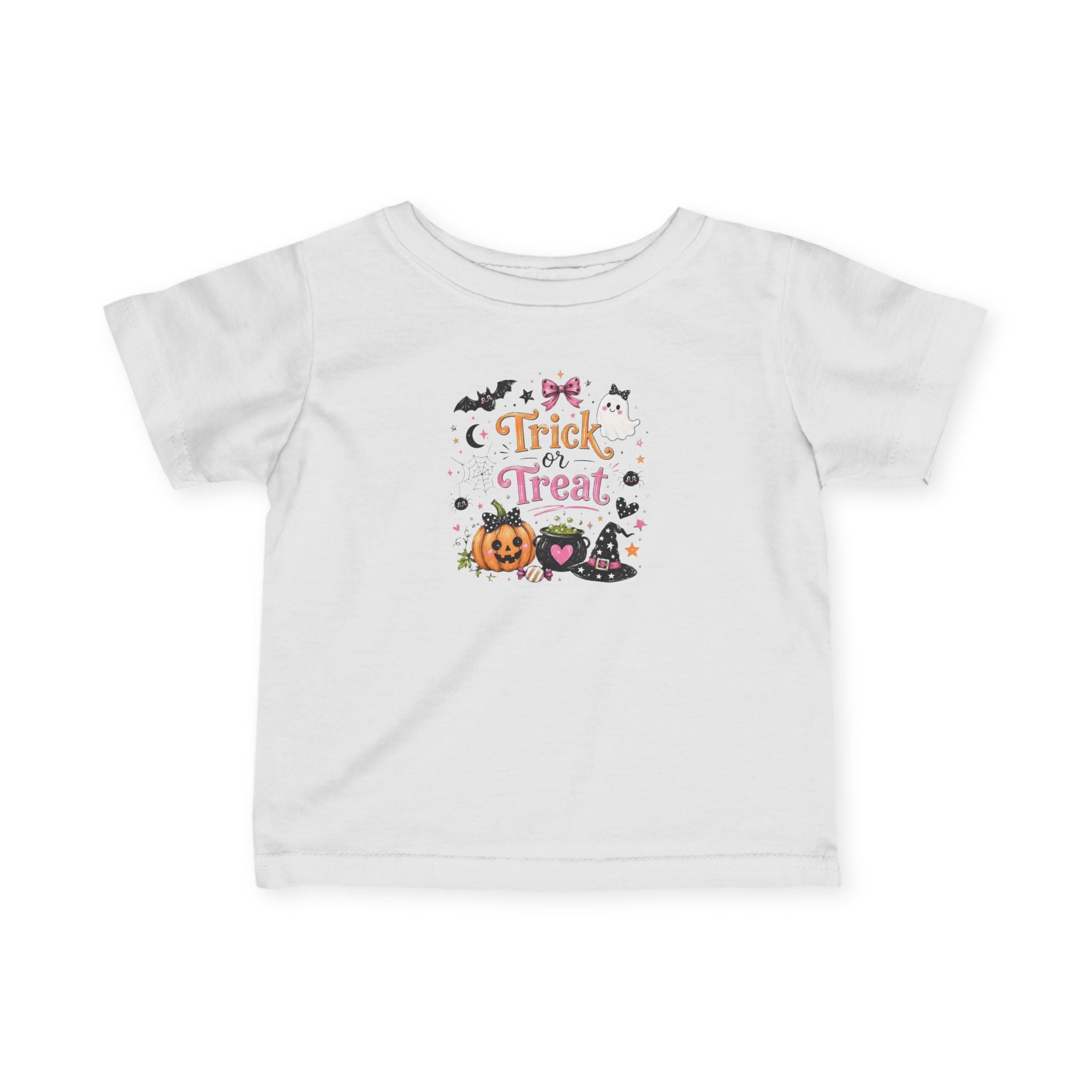 Infant Tee — Cute 'Trick or Treat' Halloween Pumpkin & Witch Hat Baby Shirt