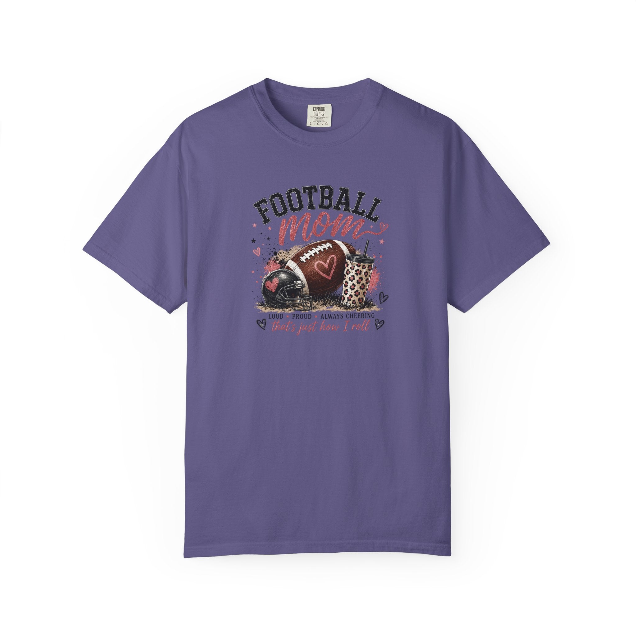 Football Mom T-Shirt — Leopard Heart Football Design