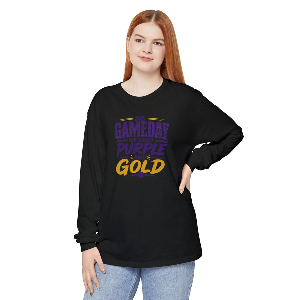 Gameday We Wear Purple and Gold Long Sleeve Tee