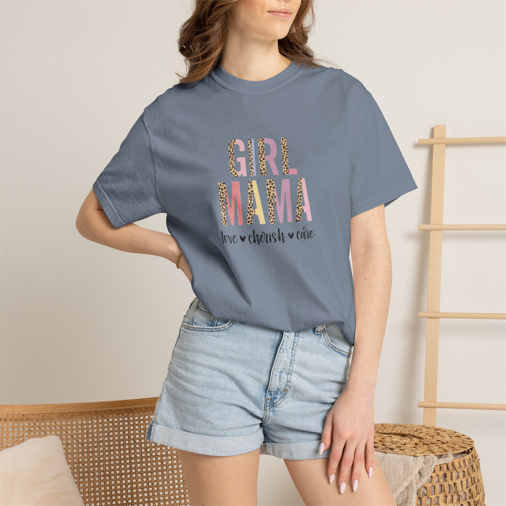 Girl Mama T-Shirt — Floral Leopard Print “Girl Mama” Graphic Tee (Love • Cherish • Cuddle)