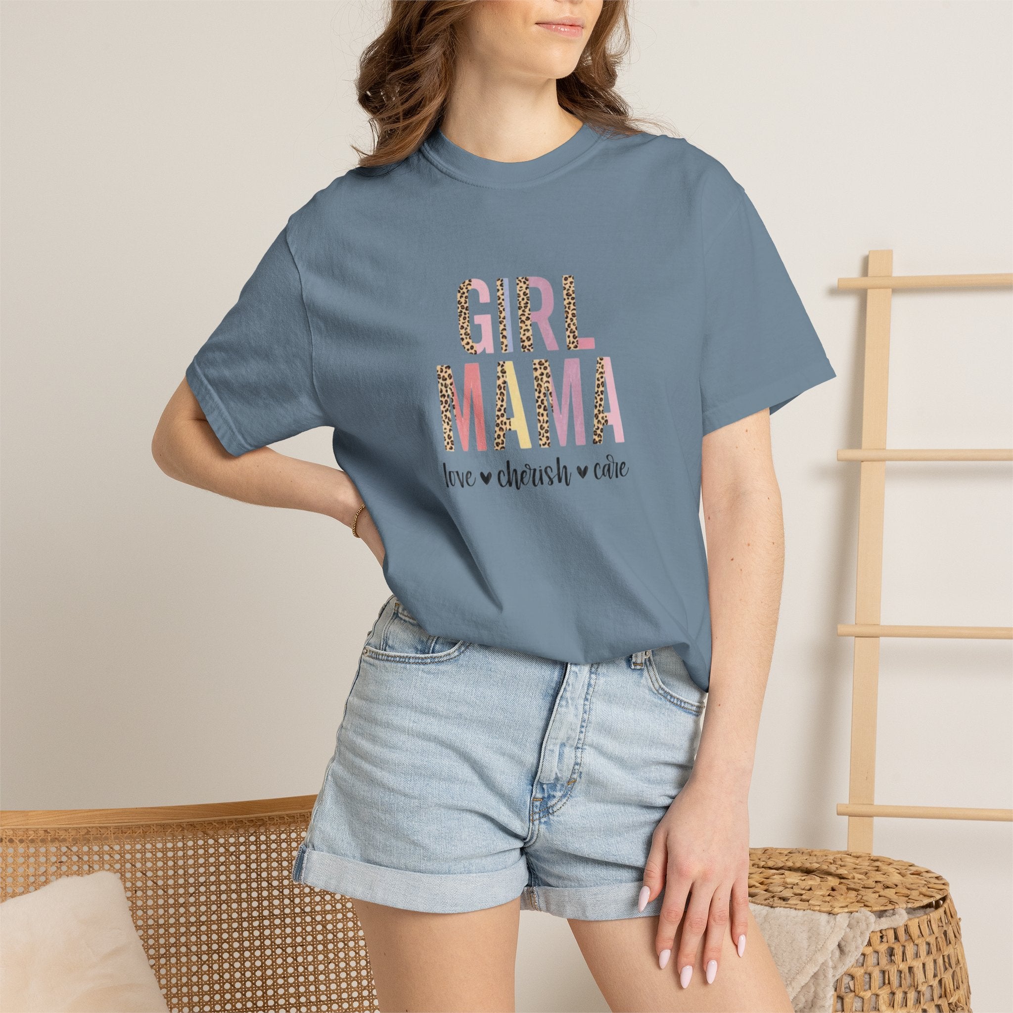 Girl Mama T-Shirt — Floral Leopard Print “Girl Mama” Graphic Tee (Love • Cherish • Cuddle)