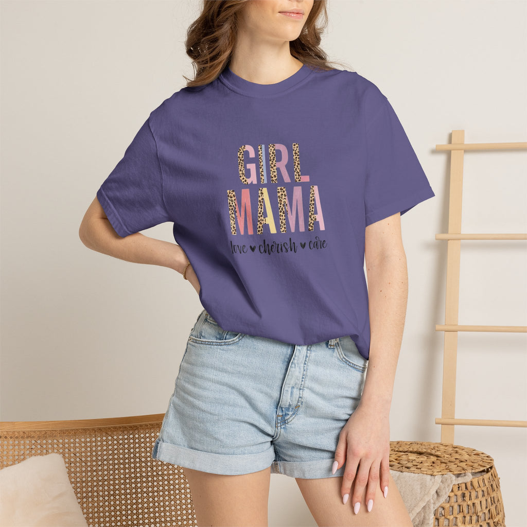 Girl Mama T-Shirt — Floral Leopard Print “Girl Mama” Graphic Tee (Love • Cherish • Cuddle)