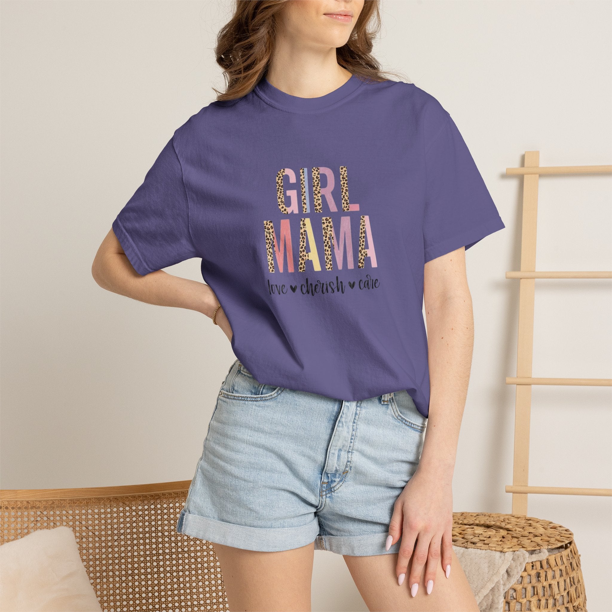 Girl Mama T-Shirt — Floral Leopard Print “Girl Mama” Graphic Tee (Love • Cherish • Cuddle)