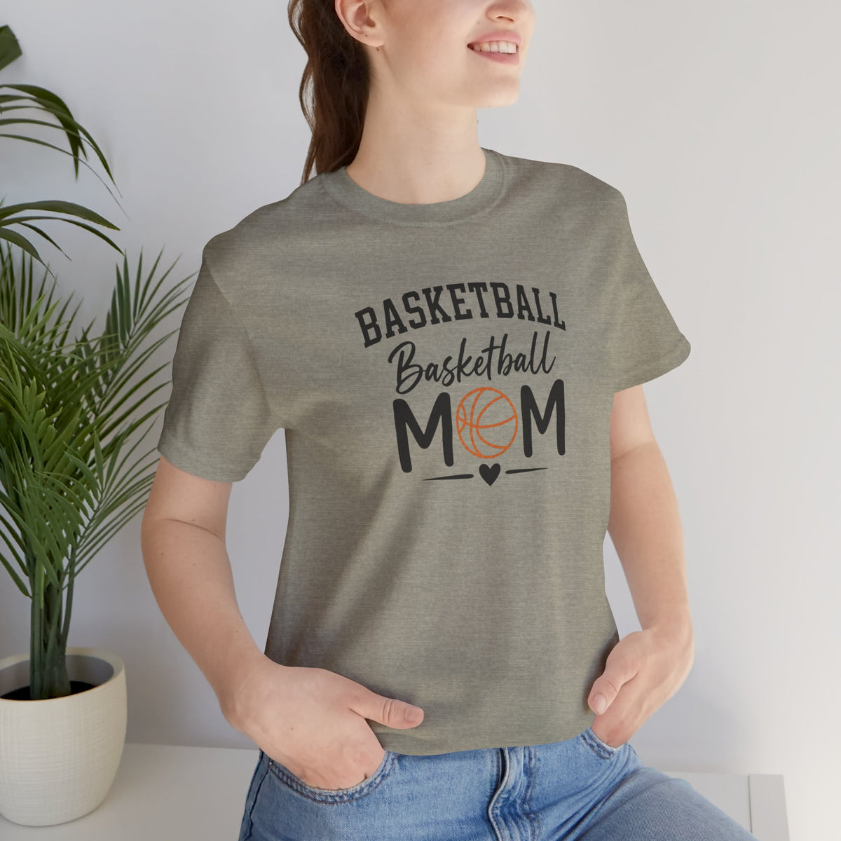 Basketball Mom Tee with Heart and Ball Graphic
