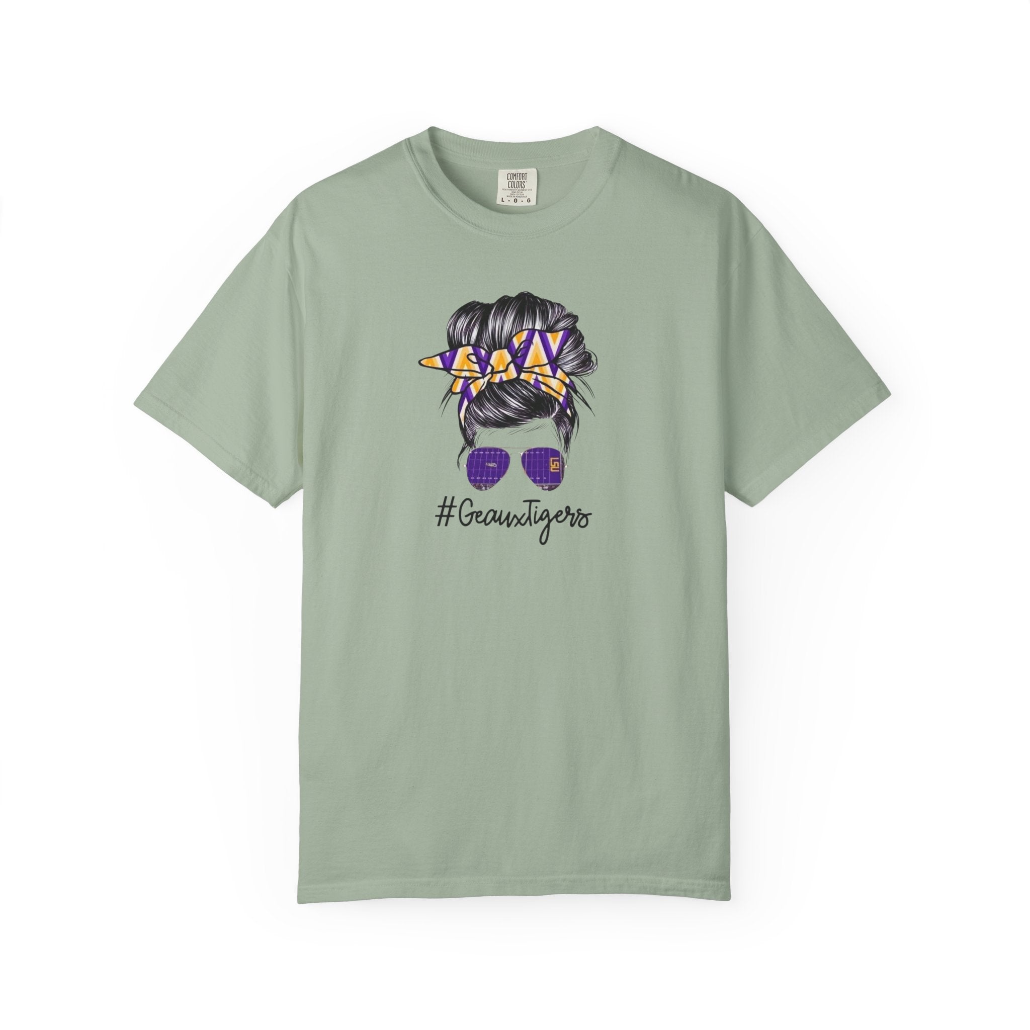Gravtigers Hair Bun Sunglasses Graphic Tee