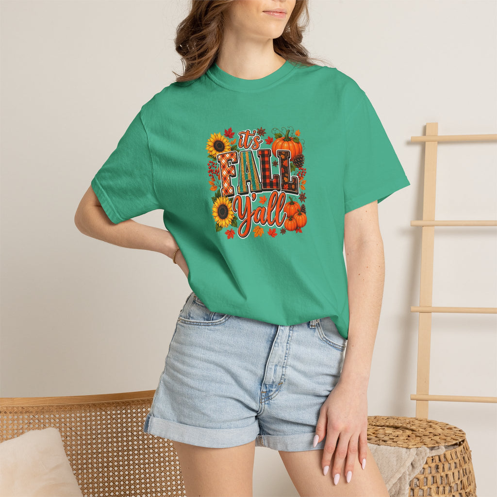 Fall Y'all T-Shirt — Autumn Pumpkin & Sunflower Graphic Tee