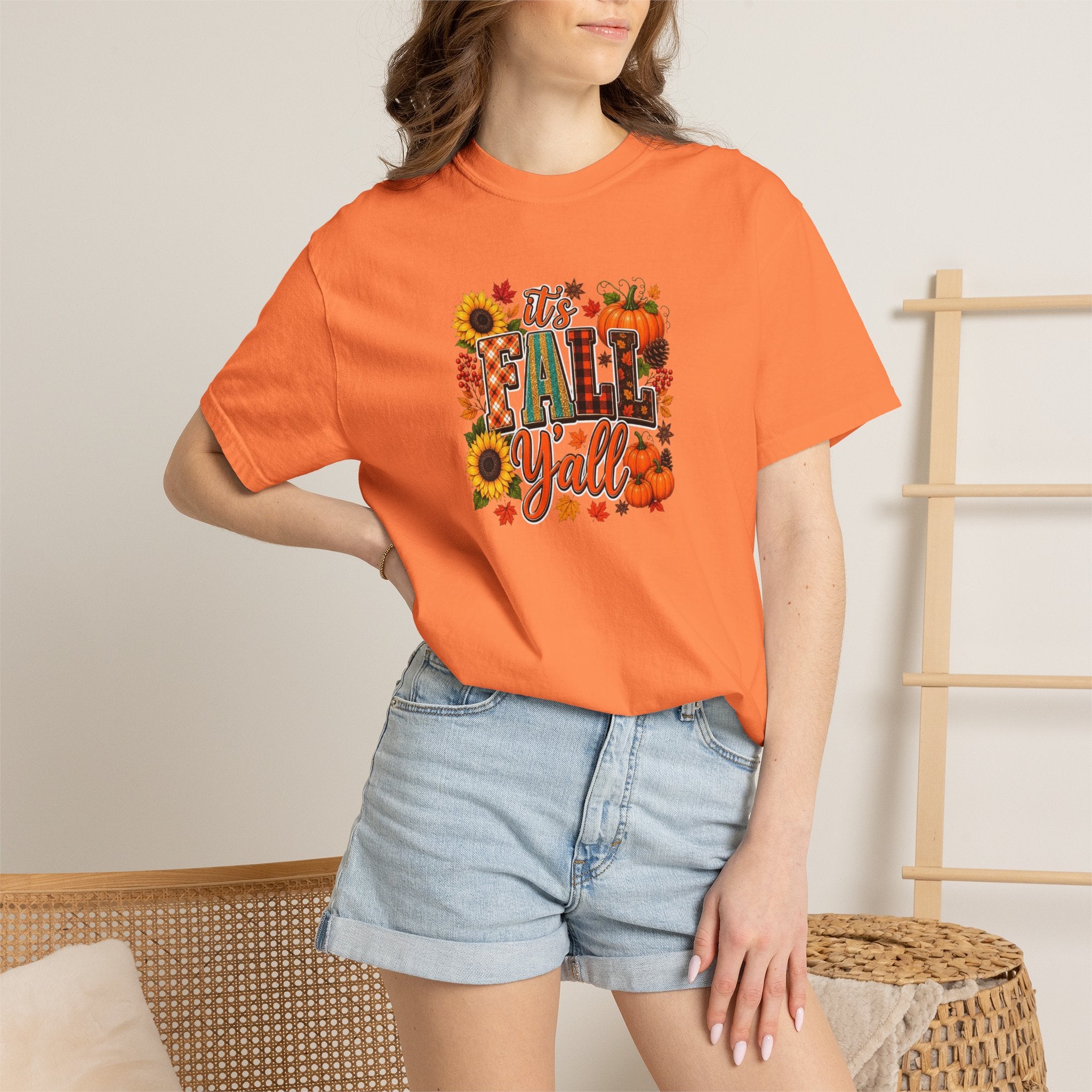 Fall Y'all T-Shirt — Autumn Pumpkin & Sunflower Graphic Tee