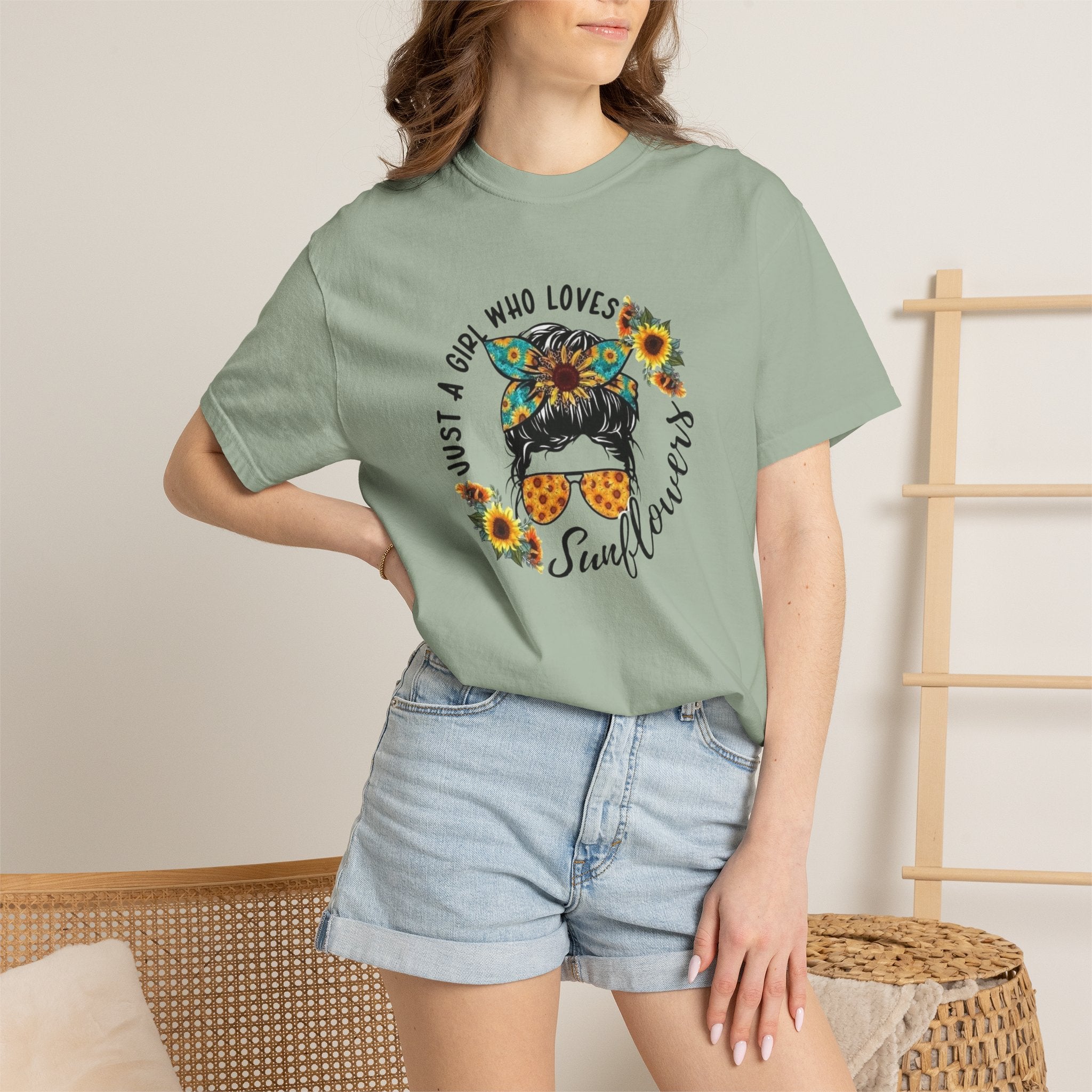 T-Shirt — "Just a Girl Who Loves Sunflowers" Graphic Tee