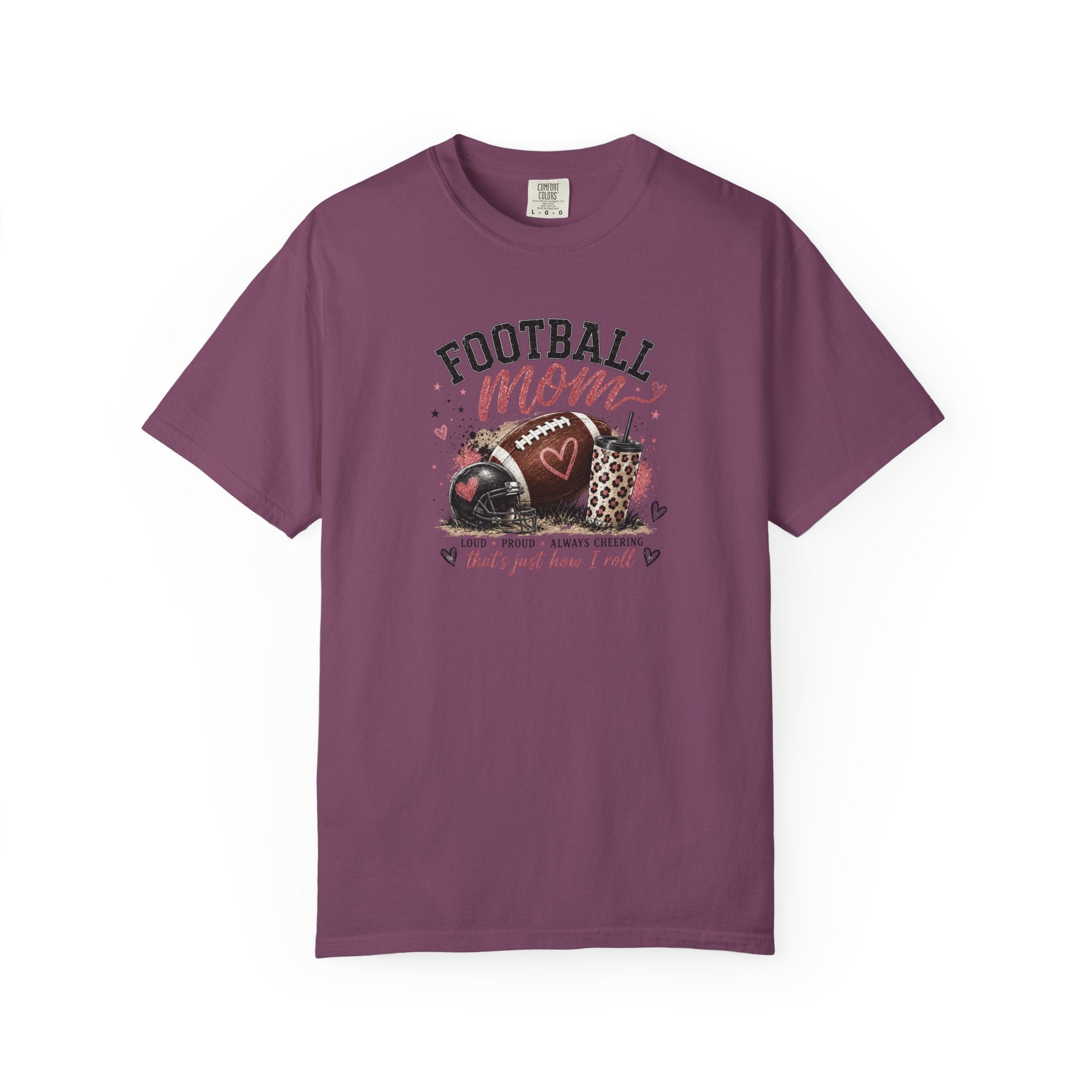Football Mom T-Shirt — Leopard Heart Football Design