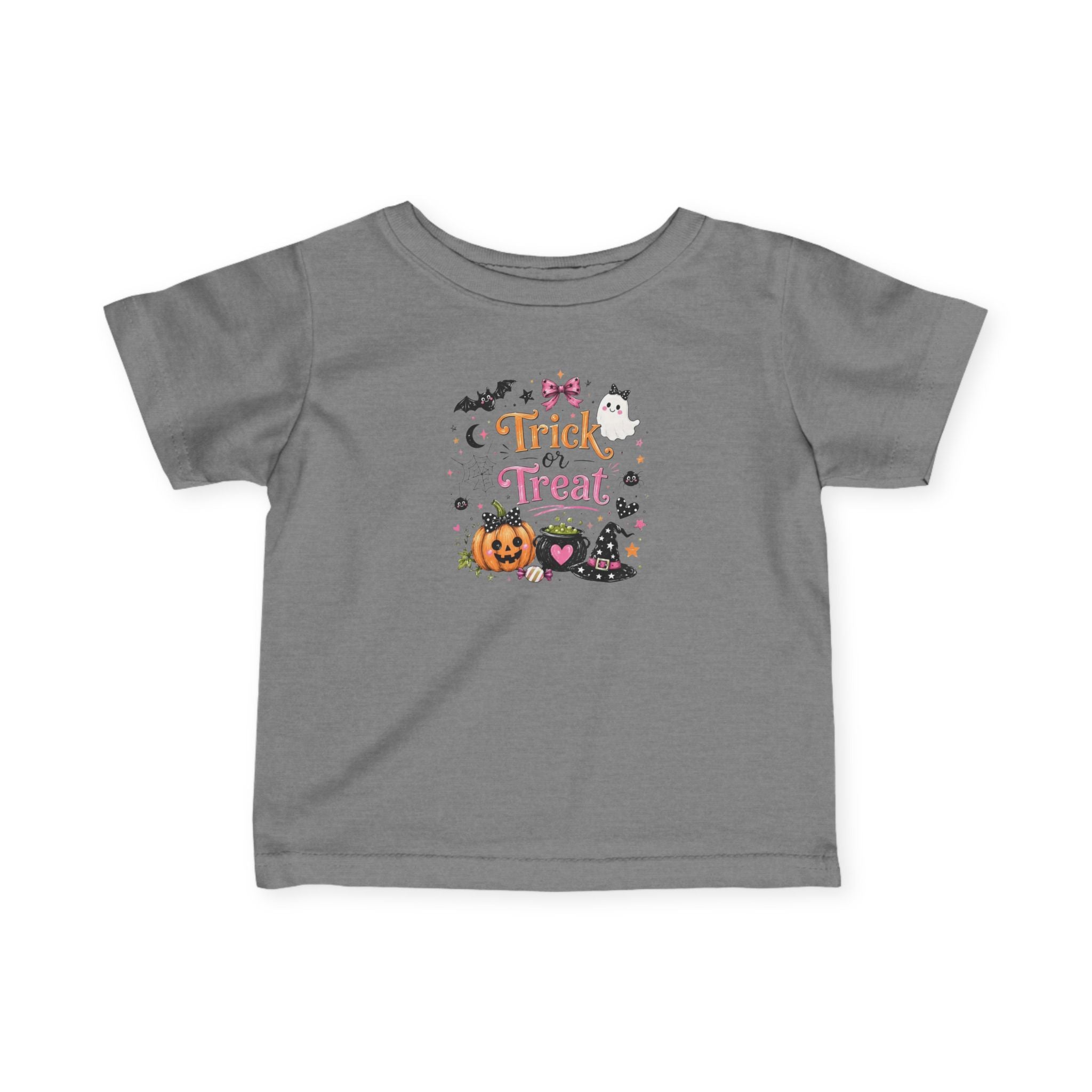 Infant Tee — Cute 'Trick or Treat' Halloween Pumpkin & Witch Hat Baby Shirt