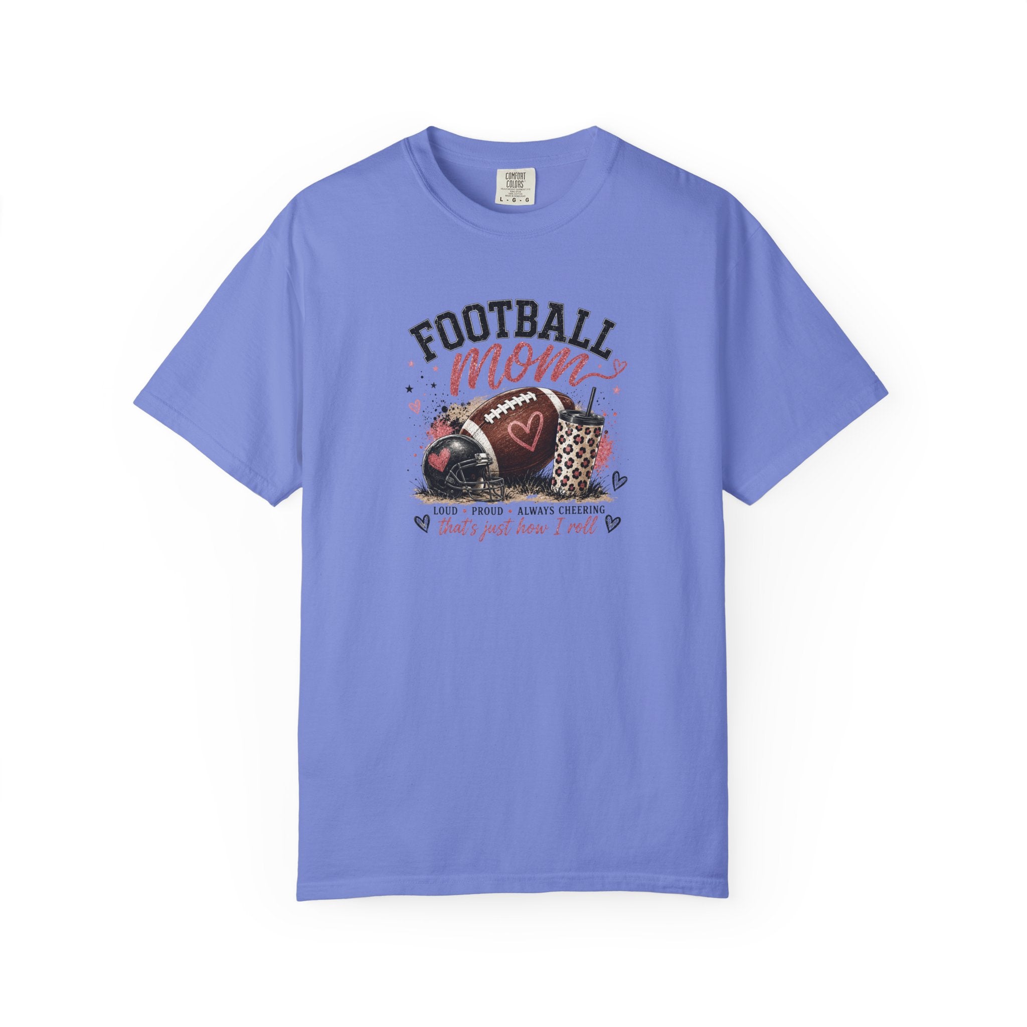 Football Mom T-Shirt — Leopard Heart Football Design
