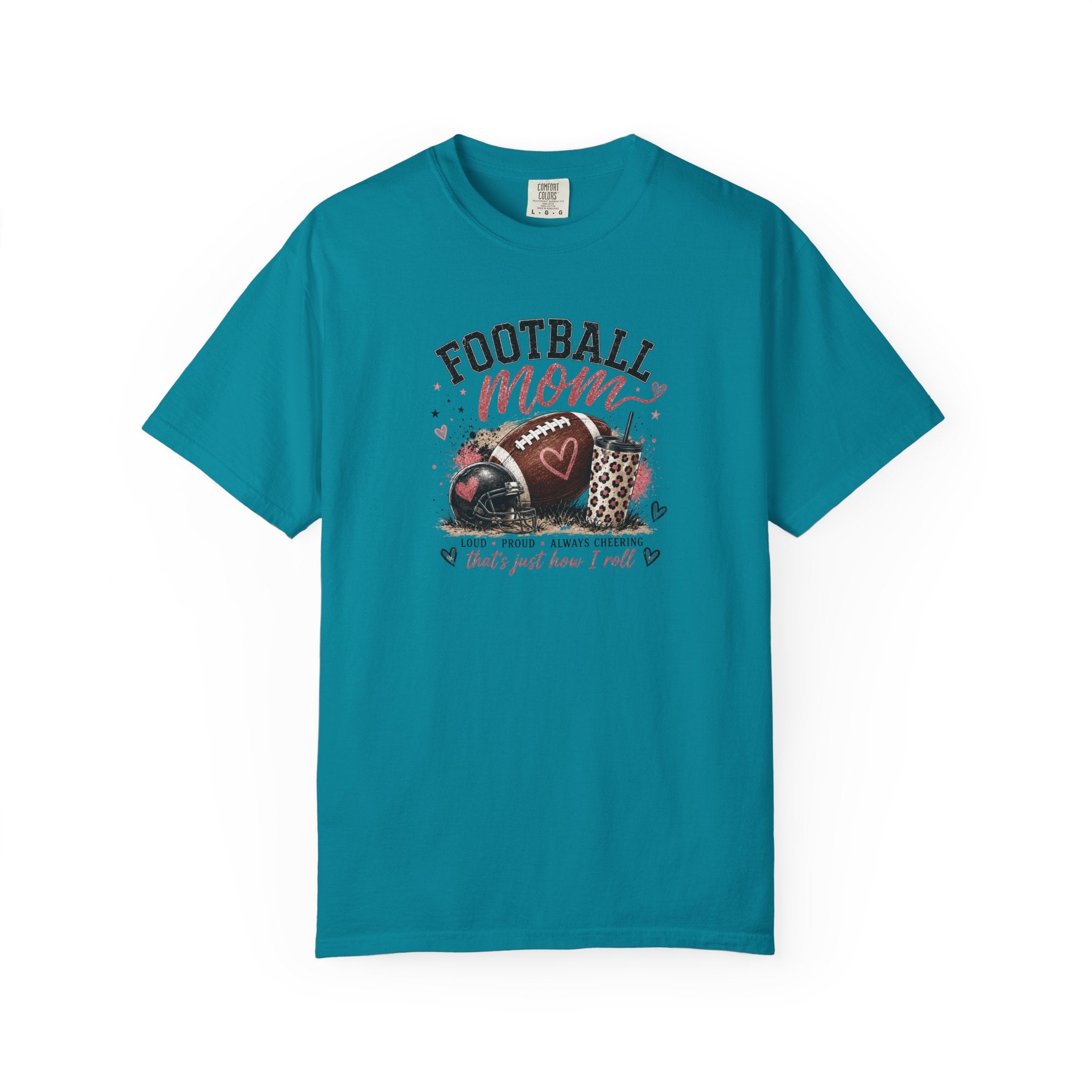Football Mom T-Shirt — Leopard Heart Football Design