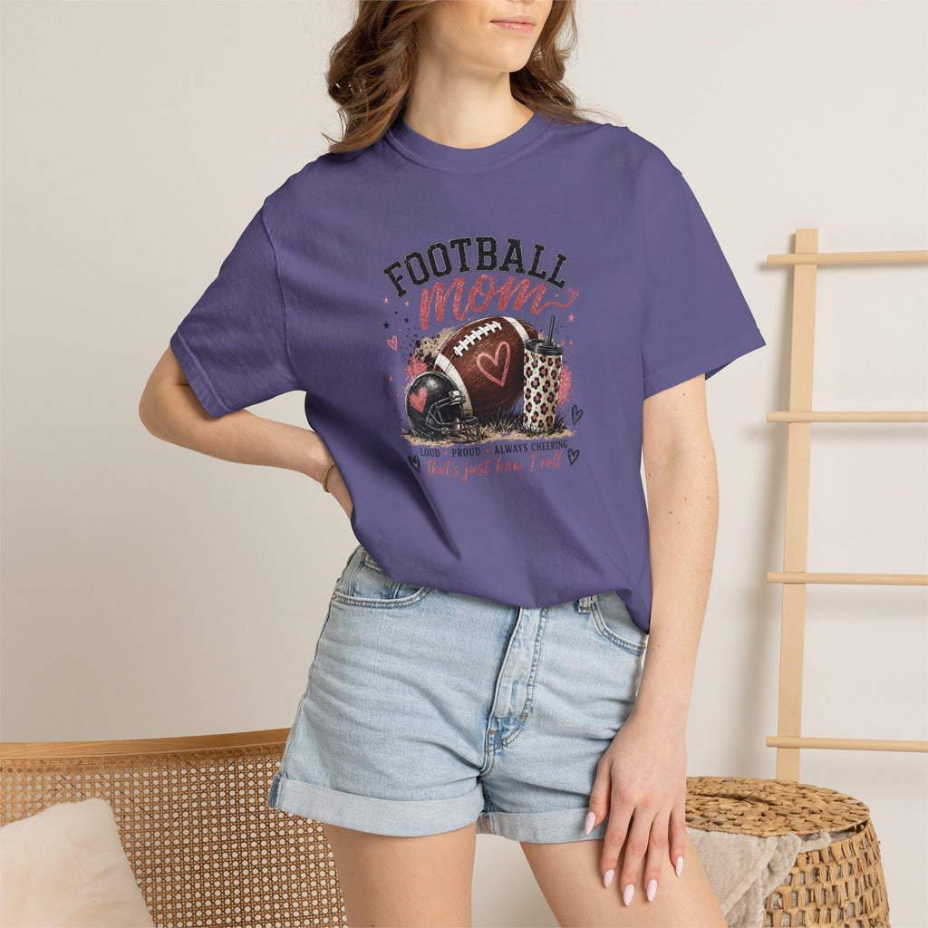 Football Mom T-Shirt — Leopard Heart Football Design