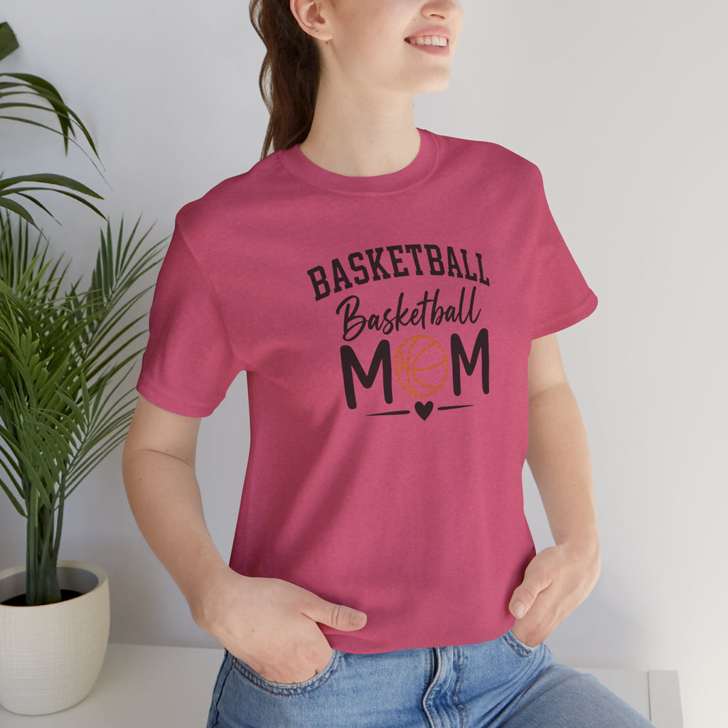 Basketball Mom Tee with Heart and Ball Graphic