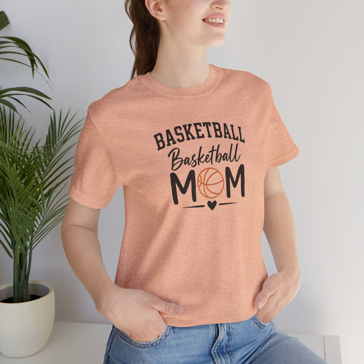 Basketball Mom Tee with Heart and Ball Graphic