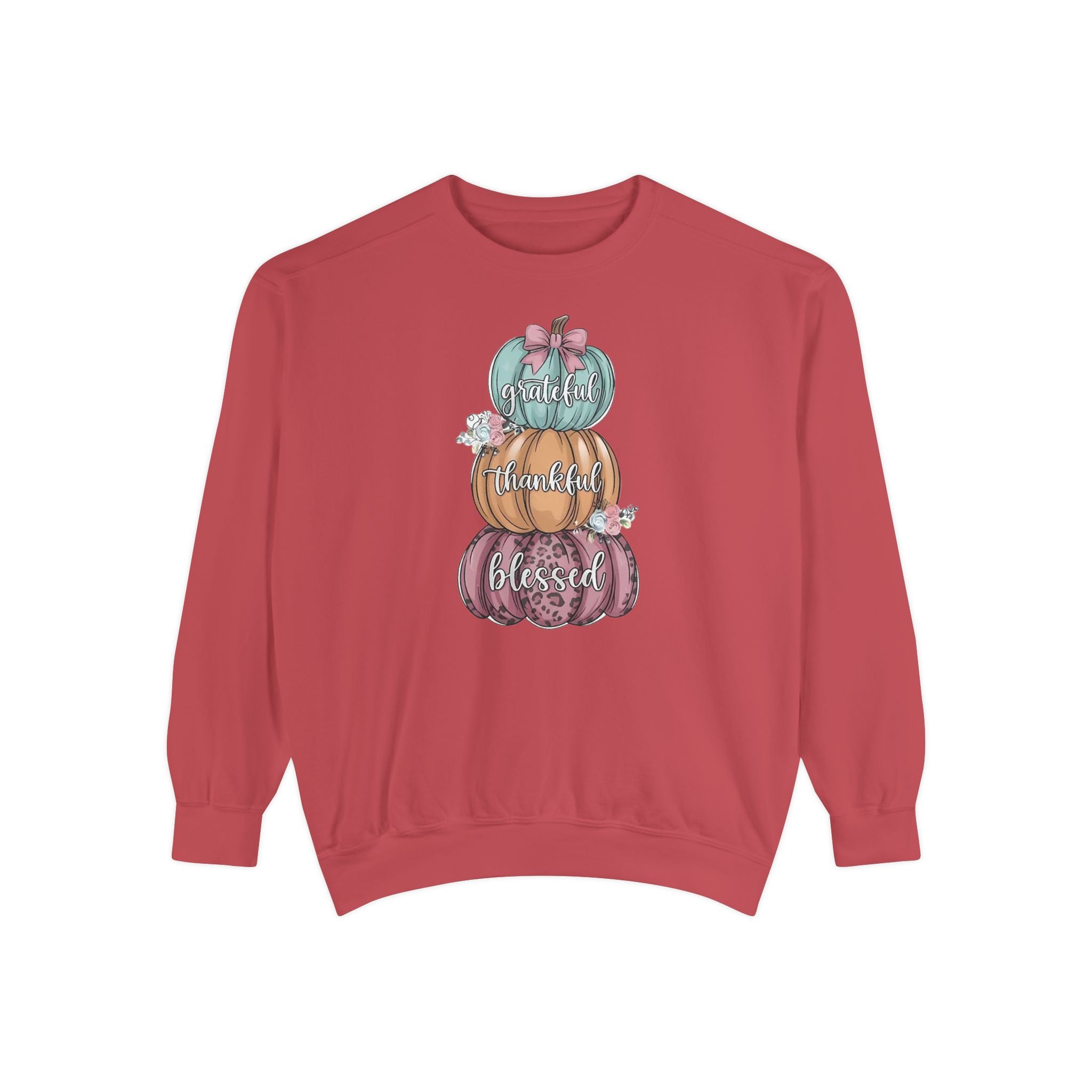 Pumpkin Stack Sweatshirt — Grateful, Thankful, Blessed