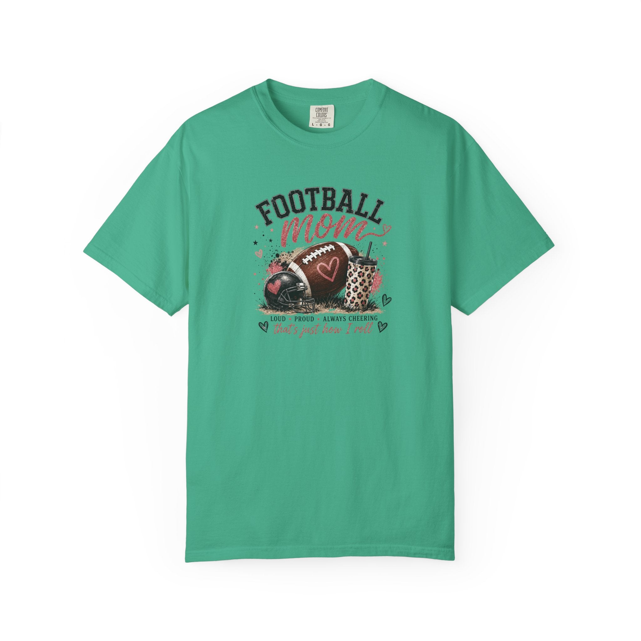 Football Mom T-Shirt — Leopard Heart Football Design