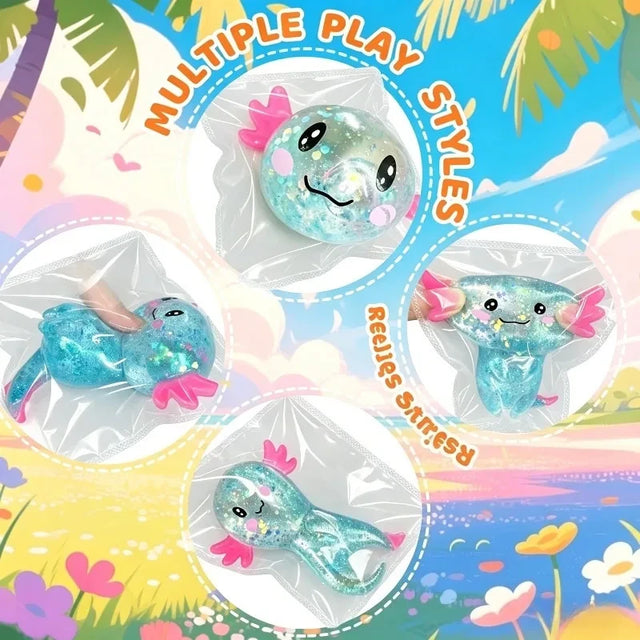 Glitter Axolotl Squishy Fidget Toy