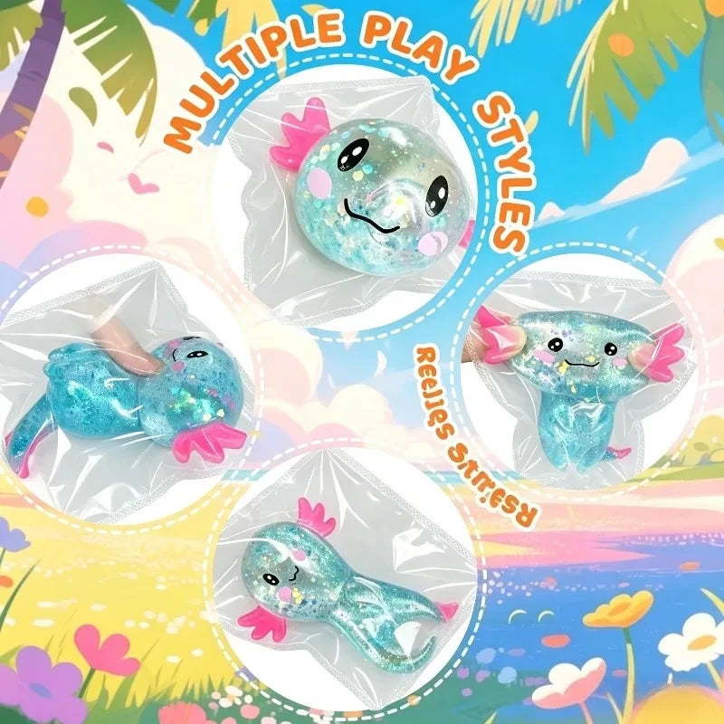 Glitter Axolotl Squishy Fidget Toy