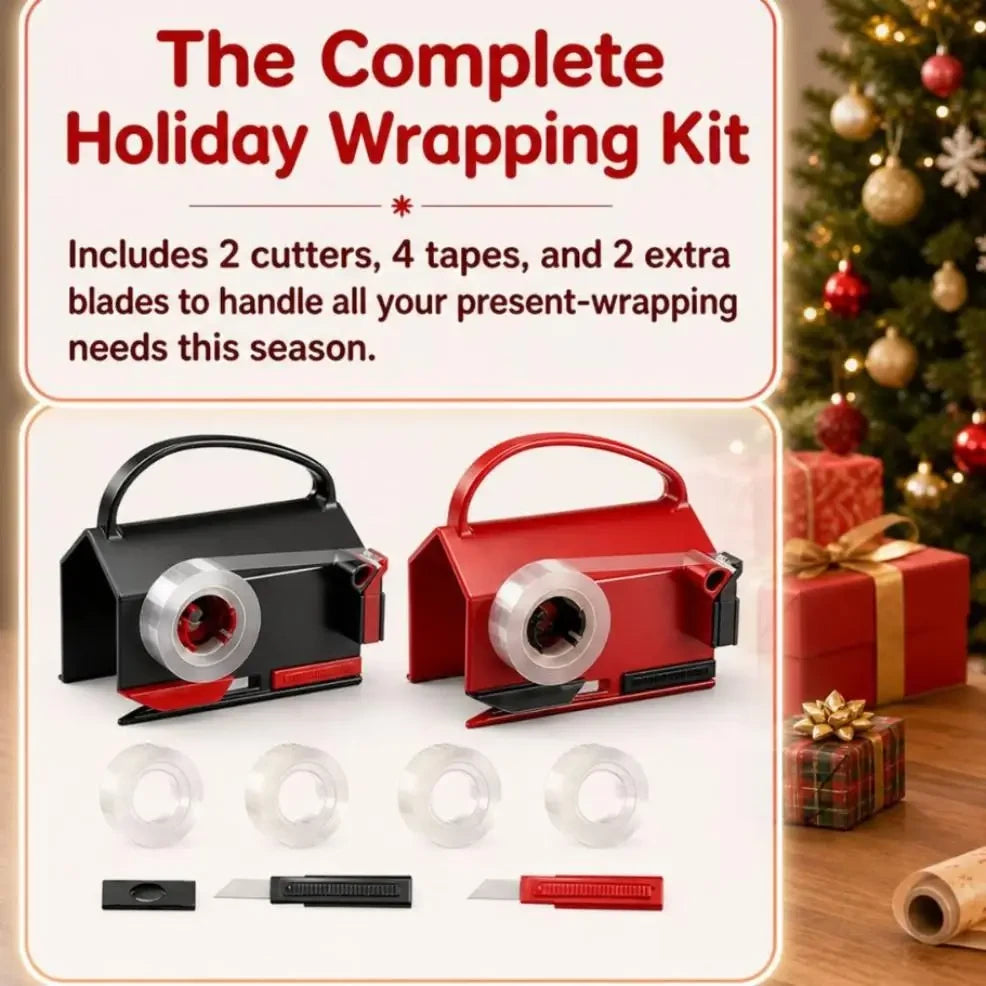 Wrapping Paper Cutter & Dispenser – Gift Wrap Roll Holder with Sliding Cutter, Easy Wrap Organizer for Christmas & Birthdays