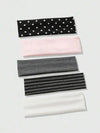 5 Piece Women’s Headband Set, Casual Hair Bands, Solid Striped Polka Dot Headbands, Sweat Absorbing Everyday Hair Accessories