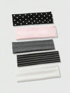5 Piece Women’s Headband Set, Casual Hair Bands, Solid Striped Polka Dot Headbands, Sweat Absorbing Everyday Hair Accessories