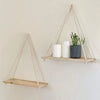 Wooden Hanging Rope Wall Shelf, Rustic Floating Shelf, Boho Wall Decor, Hanging Plant Shelf, Farmhouse Home Storage Display