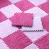 Soft Plush Interlocking Foam Puzzle Floor Mats, Pink & White Kids Playroom Tiles, Nursery Floor Mat, 10 or 20 Piece Set