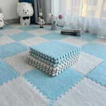 Soft Plush Interlocking Foam Puzzle Floor Mats, Pink & White Kids Playroom Tiles, Nursery Floor Mat, 10 or 20 Piece Set