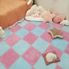 Soft Plush Interlocking Foam Puzzle Floor Mats, Pink & White Kids Playroom Tiles, Nursery Floor Mat, 10 or 20 Piece Set