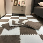 Soft Plush Interlocking Foam Puzzle Floor Mats, Pink & White Kids Playroom Tiles, Nursery Floor Mat, 10 or 20 Piece Set