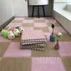 Soft Plush Interlocking Foam Puzzle Floor Mats, Pink & White Kids Playroom Tiles, Nursery Floor Mat, 10 or 20 Piece Set