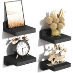 4 Pack Mini Floating Wall Shelves, 5 Inch Wooden Display Shelves for Plants, Decor & Small Items, Wall Mounted Shelf Set