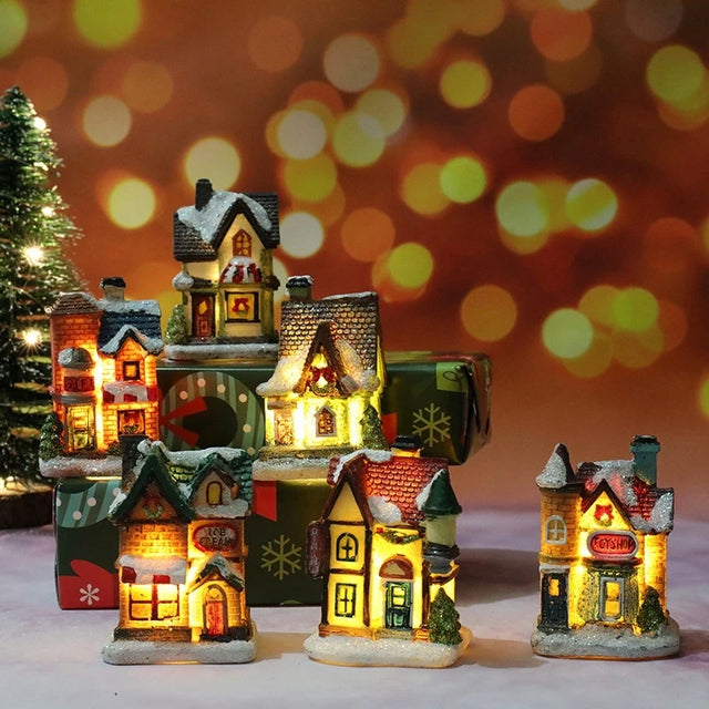 Light-Up Christmas Village Houses – Miniature LED Holiday Decorations | 12 Styles