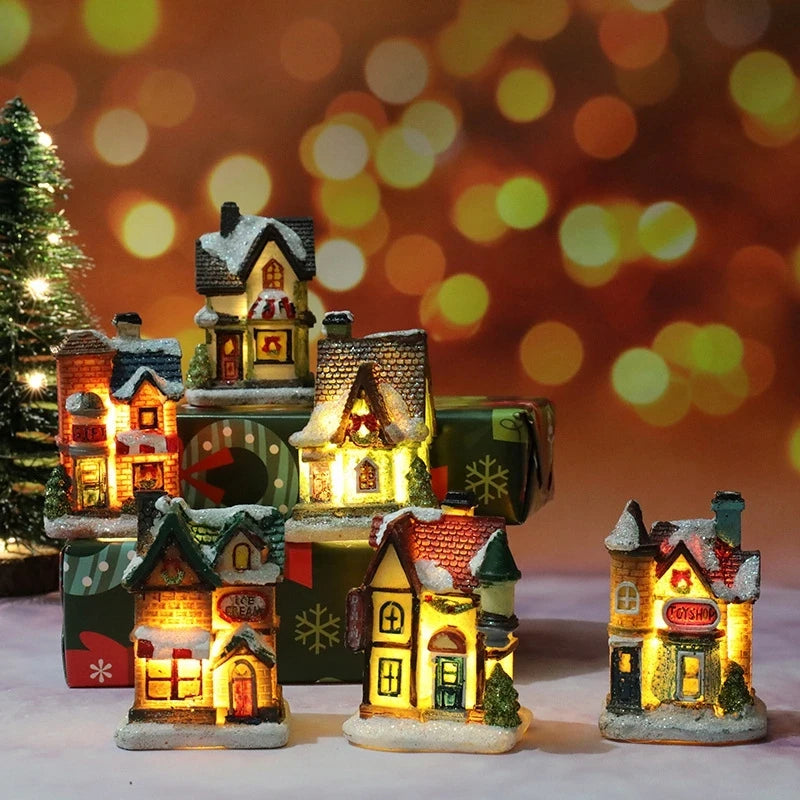 Light-Up Christmas Village Houses – Miniature LED Holiday Decorations | 12 Styles
