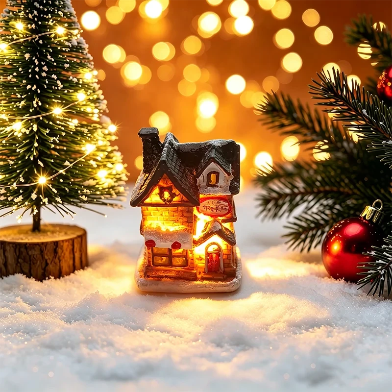 Light-Up Christmas Village Houses – Miniature LED Holiday Decorations | 12 Styles