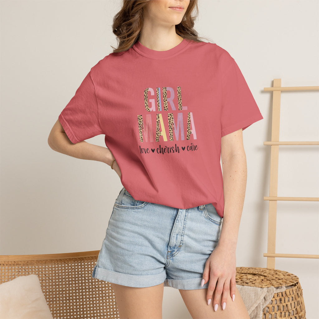 Girl Mama T-Shirt — Floral Leopard Print “Girl Mama” Graphic Tee (Love • Cherish • Cuddle)