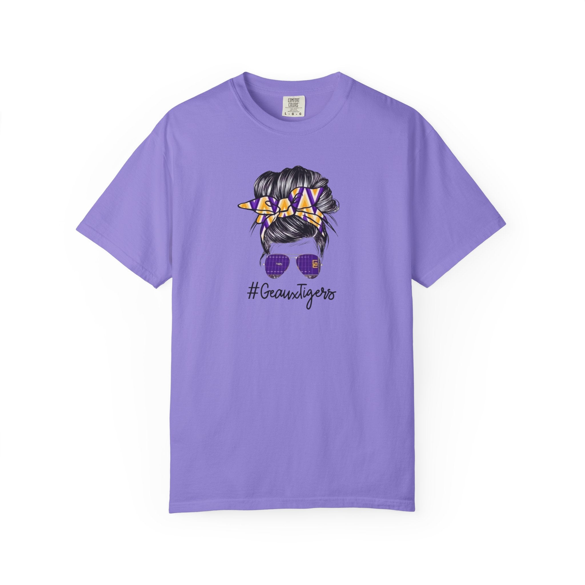 Gravtigers Hair Bun Sunglasses Graphic Tee