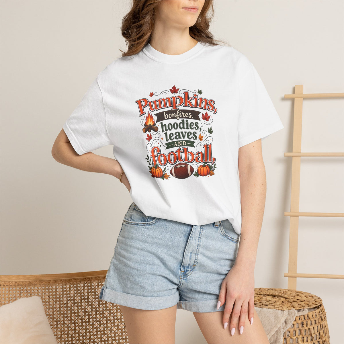 Fall Pumpkins Hoodies Leaves Football T‑Shirt