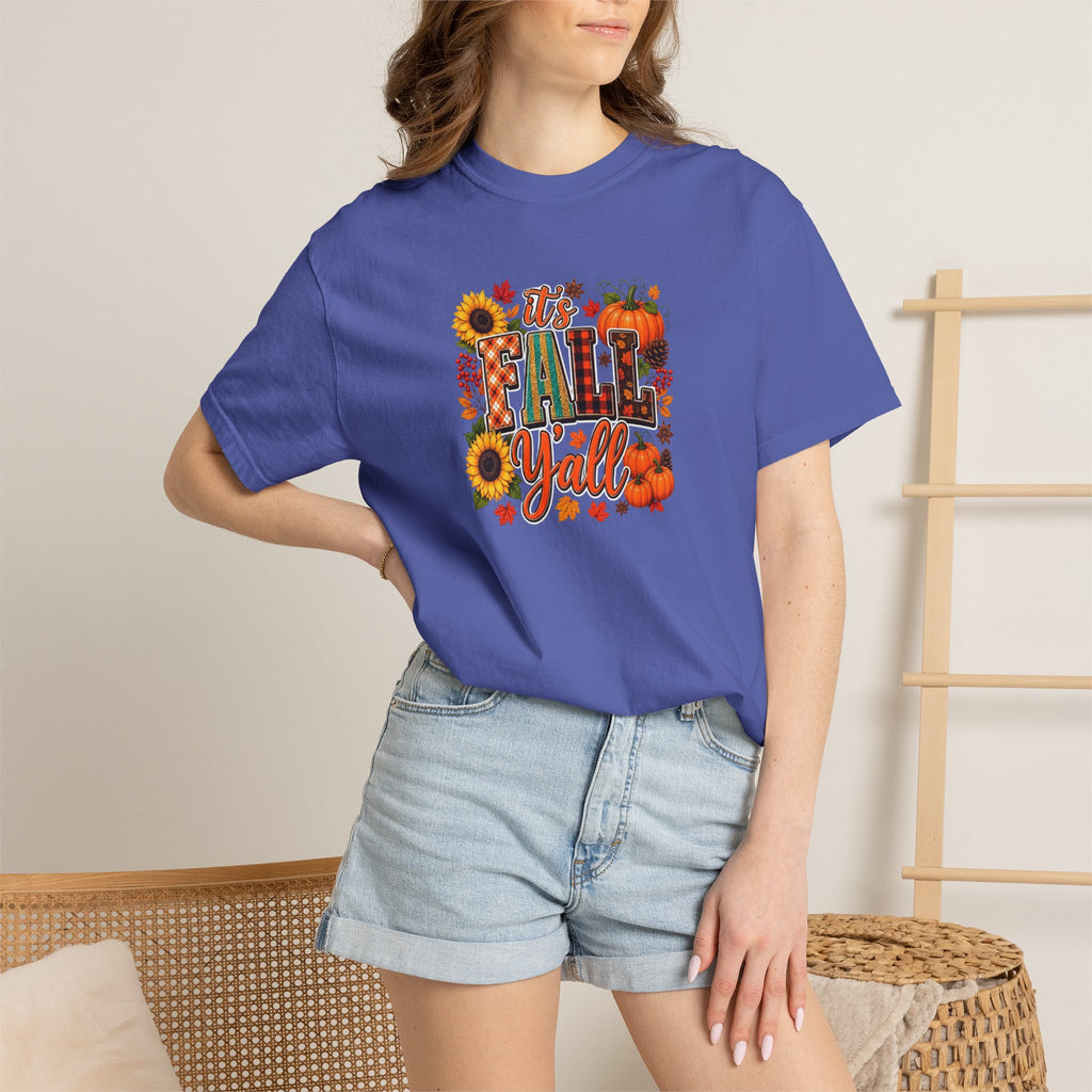 Fall Y'all T-Shirt — Autumn Pumpkin & Sunflower Graphic Tee