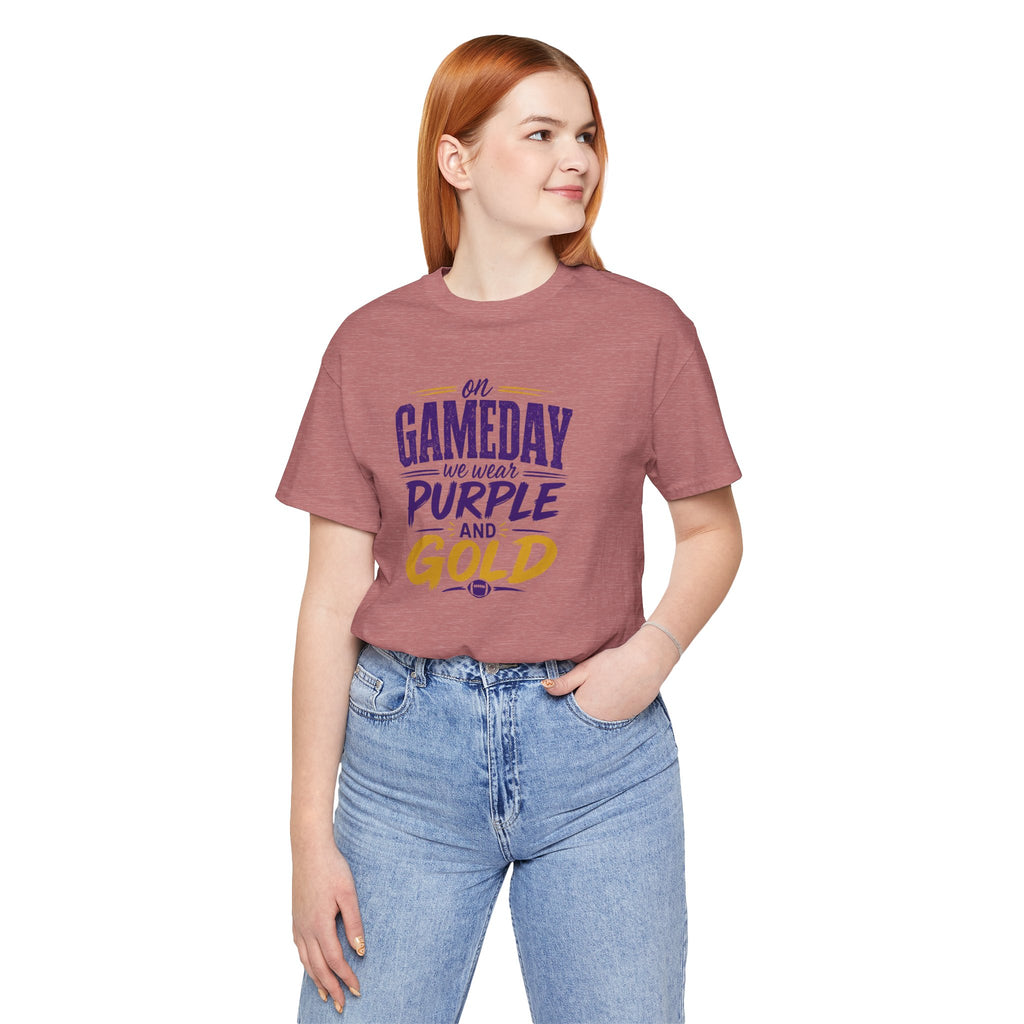 On Gameday We Wear Purple and Gold Football Shirt
