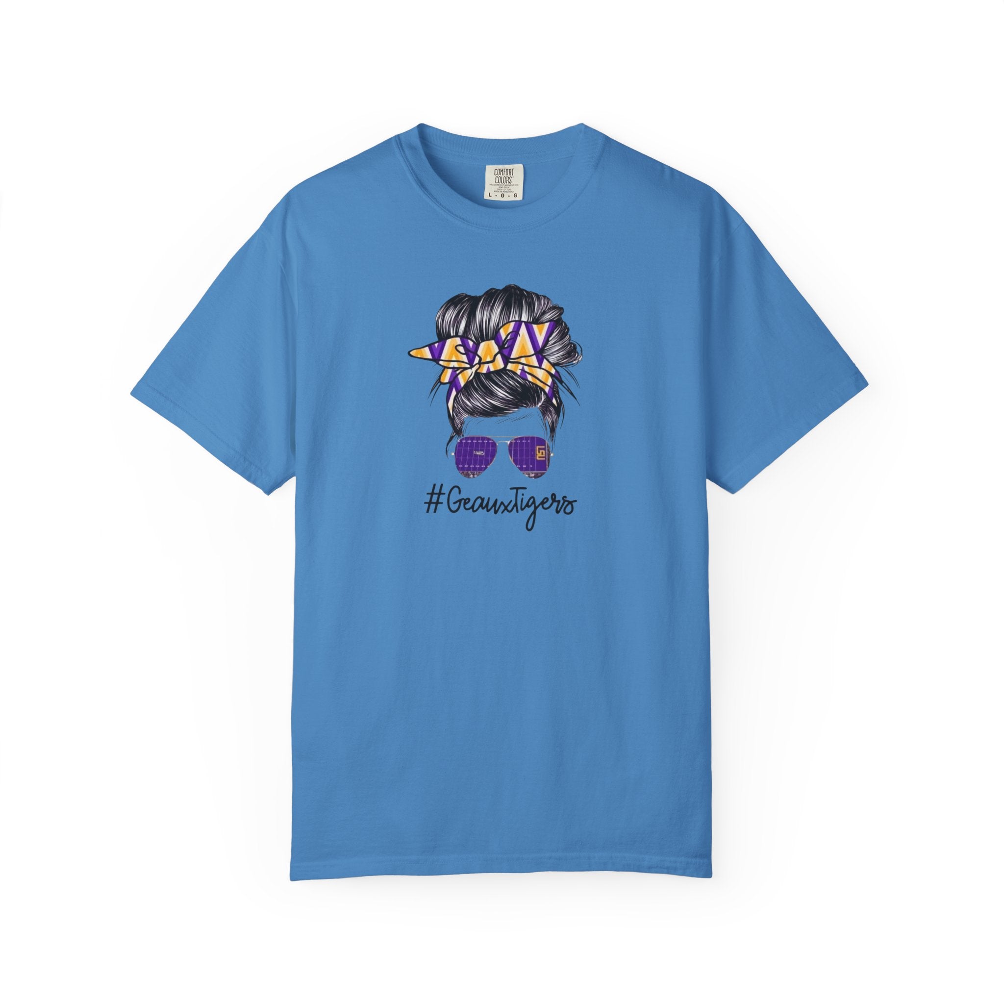 Gravtigers Hair Bun Sunglasses Graphic Tee