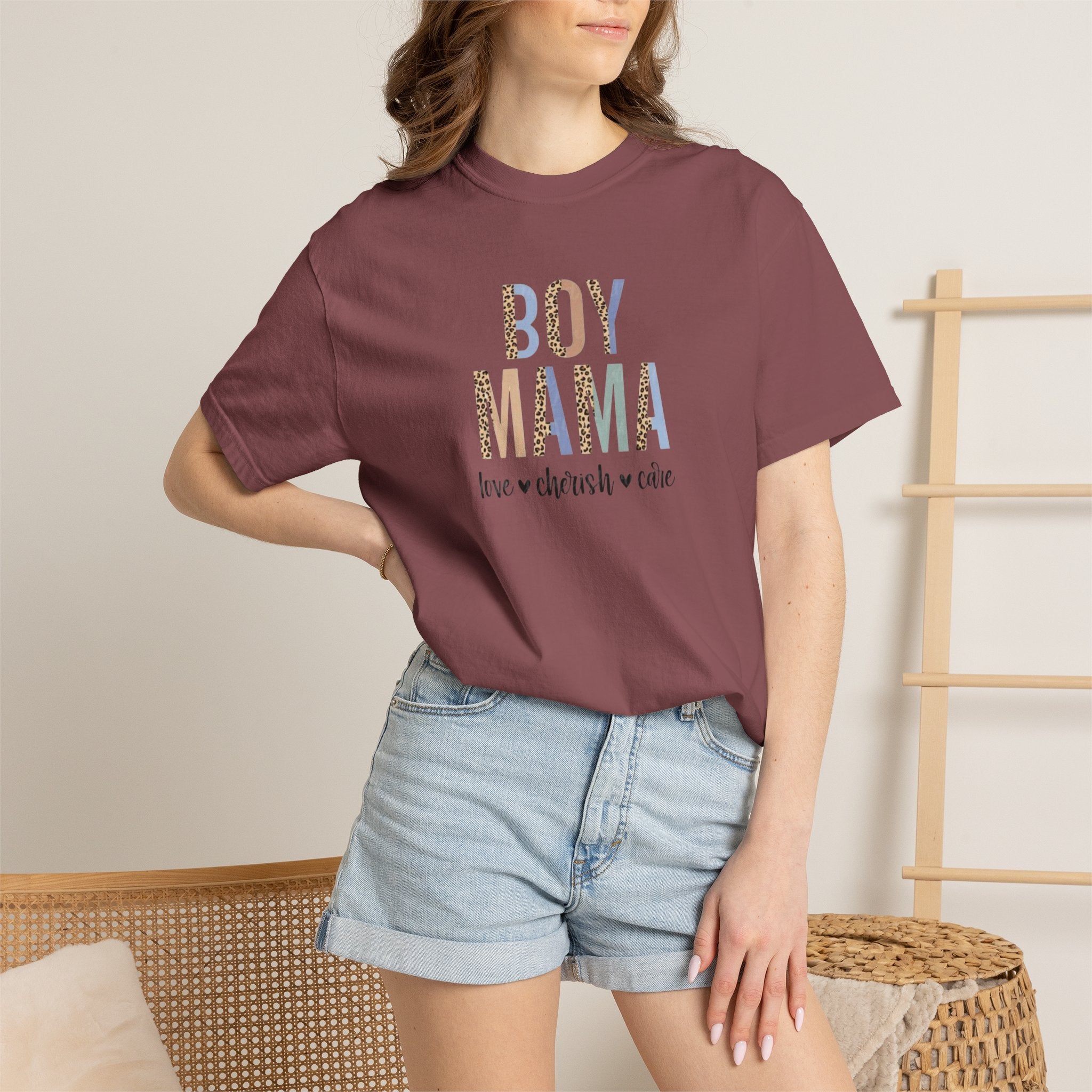 Boy Mama T-Shirt – Retro Floral 'Boy Mama' Tee with 'love  cherish  raise'