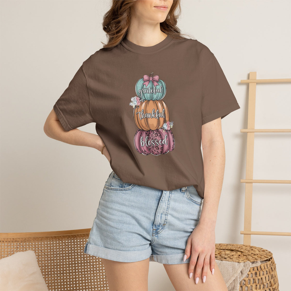 Pumpkin Stack "Grateful Thankful Blessed" T-Shirt