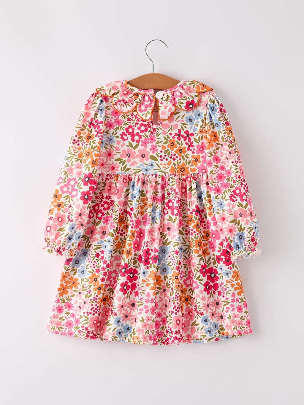 Girls Pink Fall Pumpkin & Bow Long Sleeve Twirl Dress