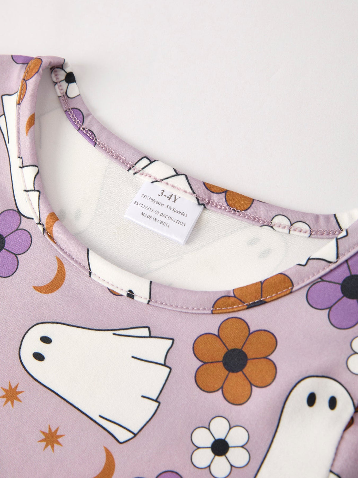 Girls Halloween Ghost & Stripe Long Sleeve Dress 2-Piece Set
