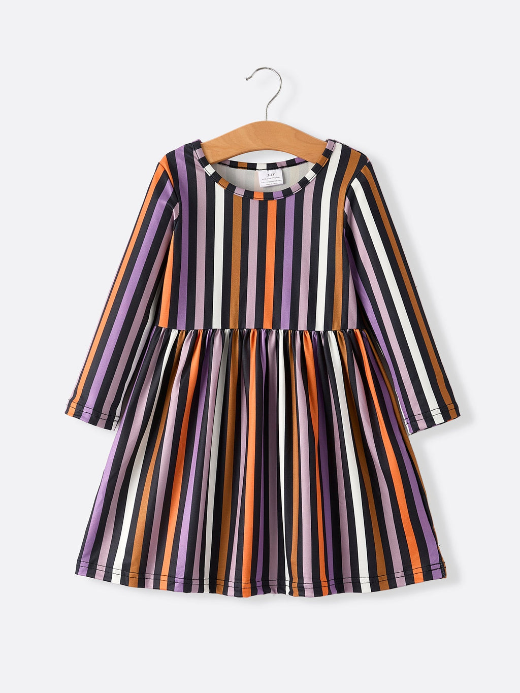 Girls Halloween Ghost & Stripe Long Sleeve Dress 2-Piece Set