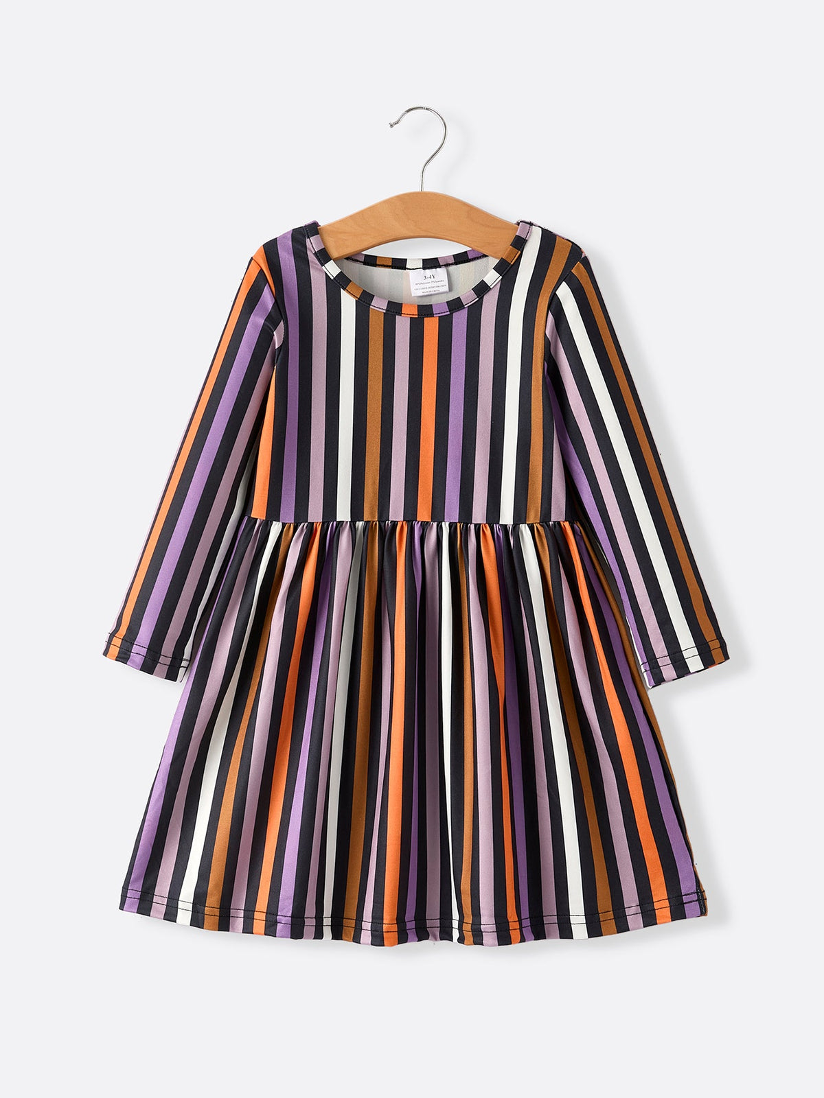 Girls Halloween Ghost & Stripe Long Sleeve Dress 2-Piece Set