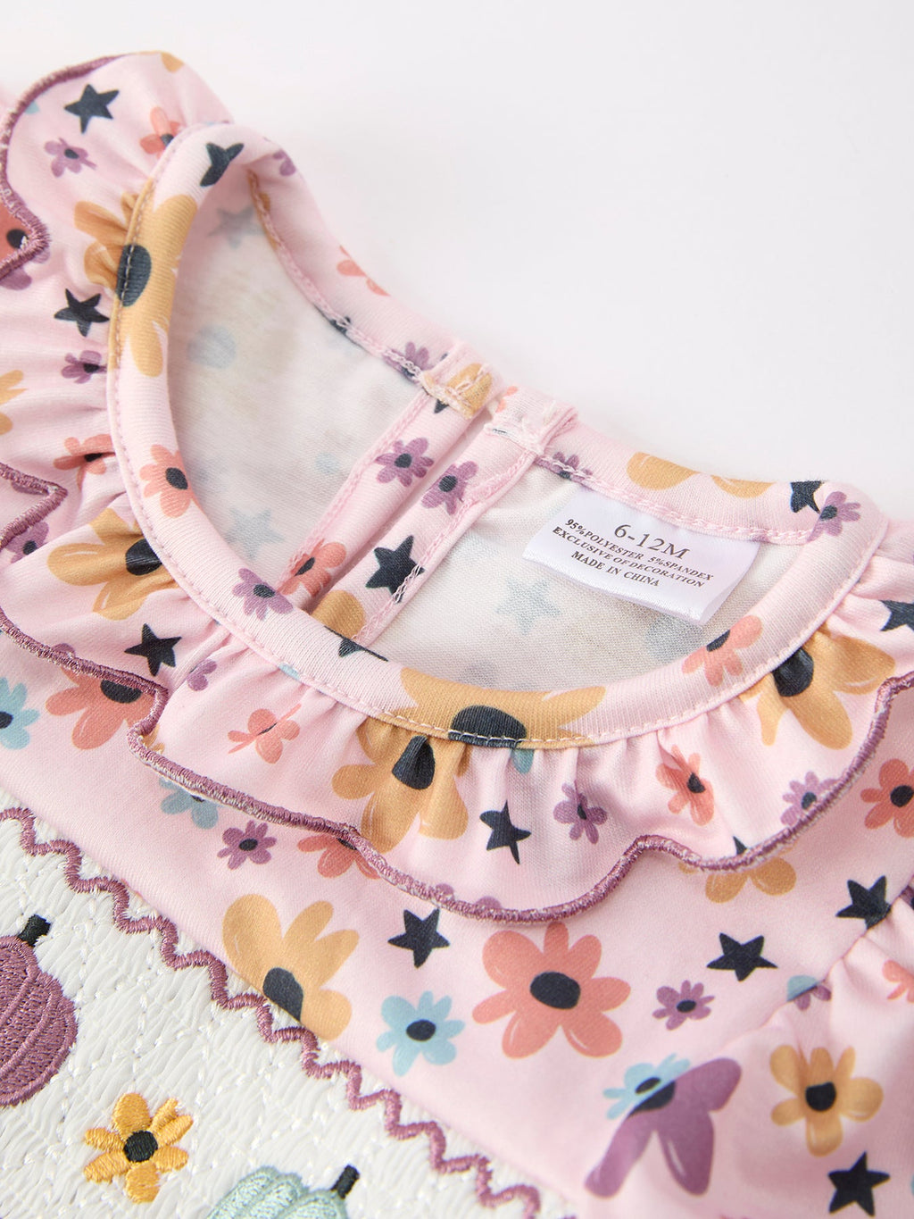 Girls Pastel Pumpkin Halloween Outfit Set – Ruffle Top & Purple Bloomers