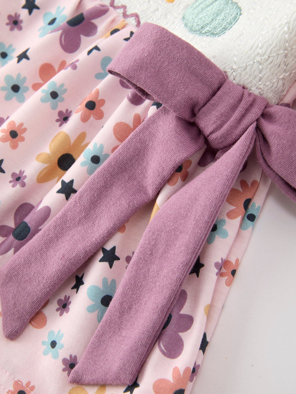 Girls Pastel Pumpkin Halloween Outfit Set – Ruffle Top & Purple Bloomers